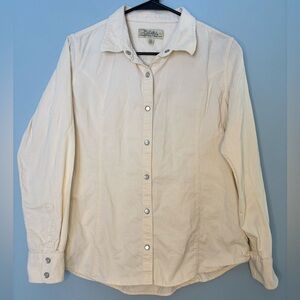 Cabelas Womens Size Medium Pearl Snap Button Collared Long Sleeve Corduroy Shirt